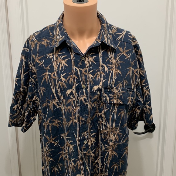 Reel legends men’s button bamboo print short sleeve vented fishing shirt XL - Picture 2 of 5